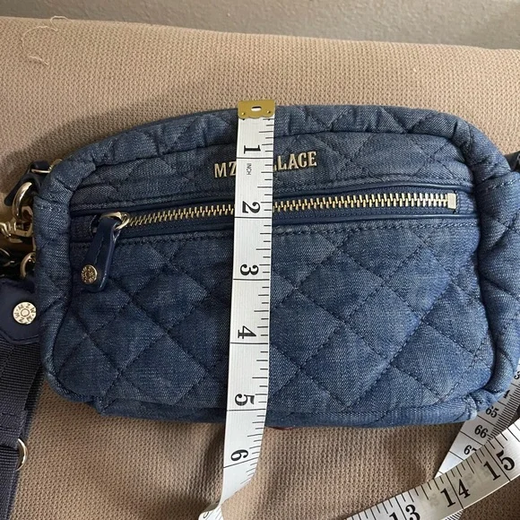 MZ Wallace Quilted Denim Mini Crosby Crossbody Bag - Denim Blue - Picture 8 of 10
